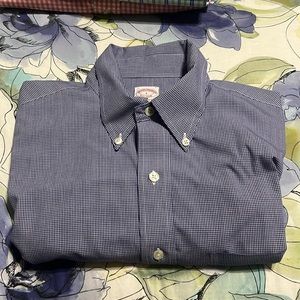 Brooks Brothers Blue/White Checkered Short Sleeve Shirt with Pocket, L